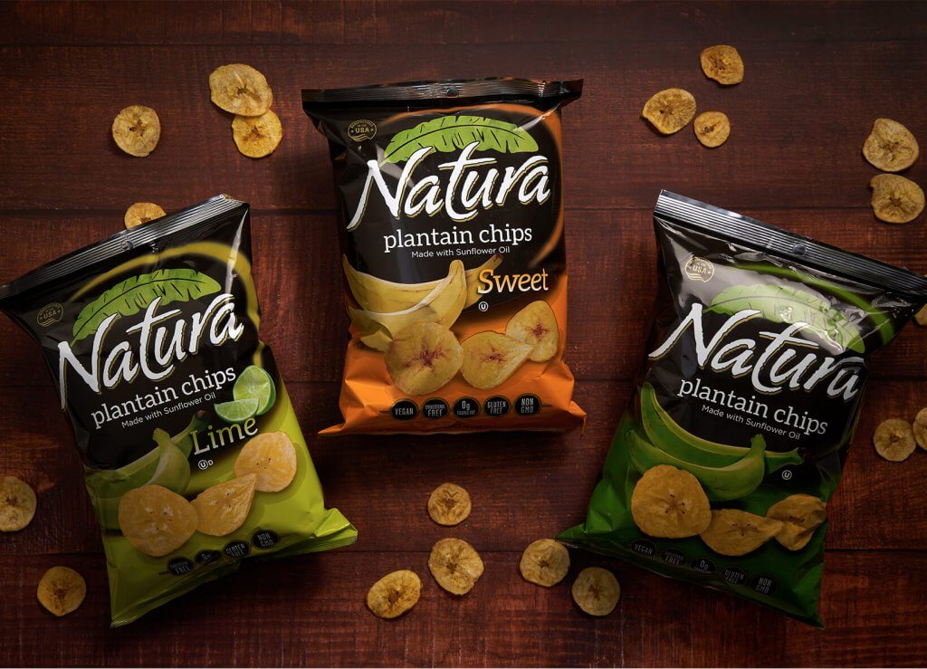 Natura chip bags on a table